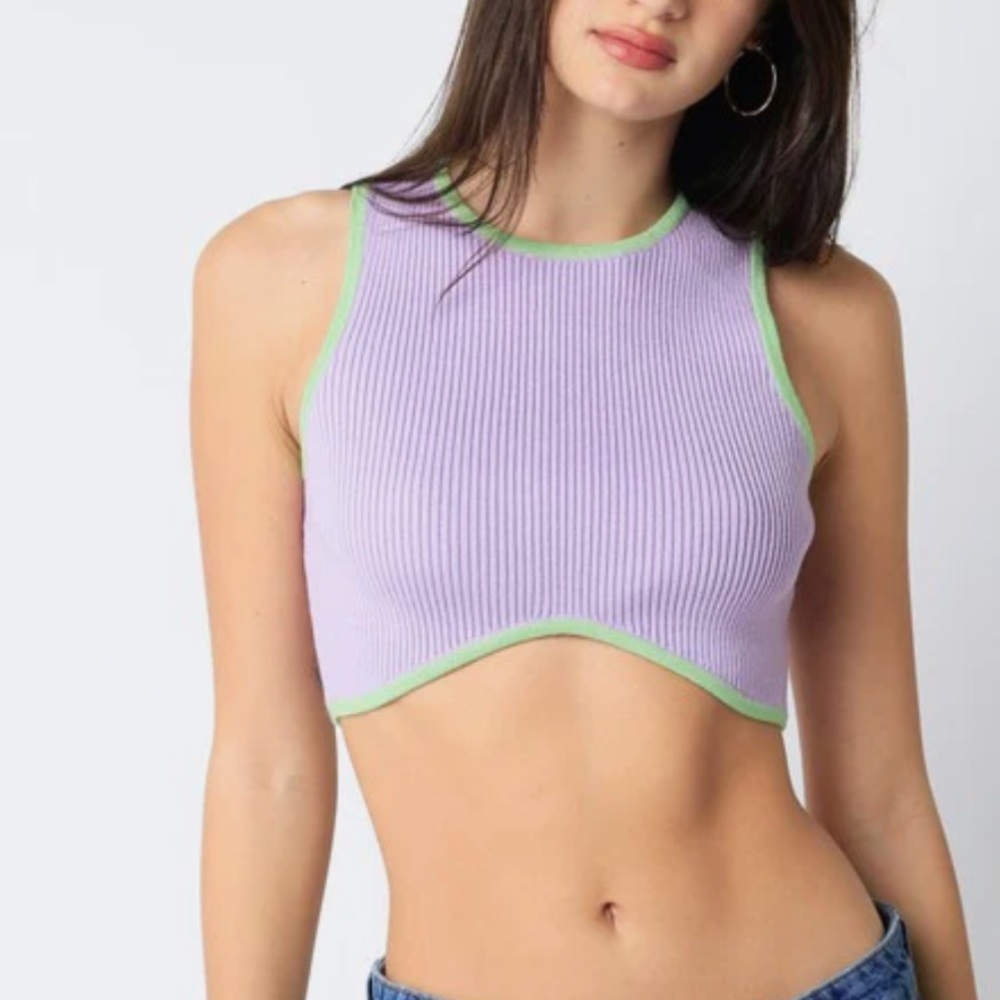 Olivaceous Rena Knit Crop Top in Lilac